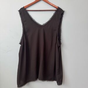 Torrid Double V Neck Sleeveless Eyelash Trim/Hem Blouse Top Black. Size 3 (3X)